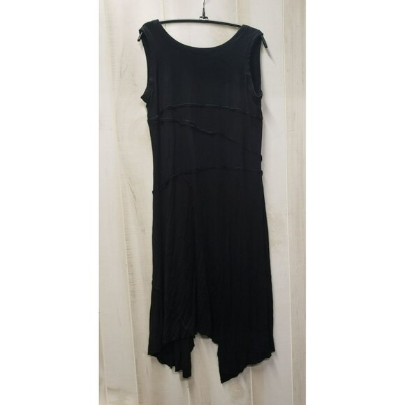 Karen Kane Black Sleeveless Dress, Asymmetrical Hem, 0X Rayon Spandex Blend - Picture 2 of 7